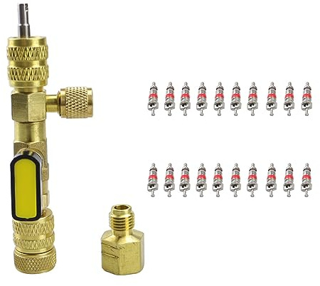 Asudaro Outil De Suppression De Noyau De Valve, 21Pcs/Ensemble Noyau De Valve De Climatiseur, Noyaux De Valve Schrader Outil D'installation De Dissolvant A/C pour R410A/R32,SAE 1/4