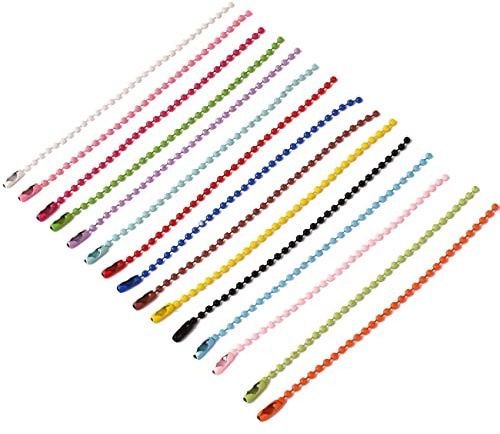 Colorful Ball Chain Dog Tag Chain Metal Chain Necklace Bulk，Metal Hanging Chains for Jewelry Making DIY Crafts，Hanging Christmas Ornament (150PCS)
