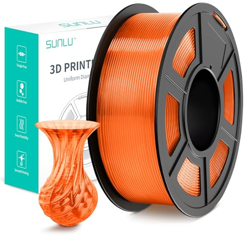 SUNLU PLA Plus 3D Drucker Filament, PLA+ Filament 1.75mm, robustes 3D Filament, kompatibel mit 3D FDM Druckern, Maßgenauigkeit +/- 0.02 mm, 1kg Spule (2.2 Pfund), PLA+ Transparentes Orange