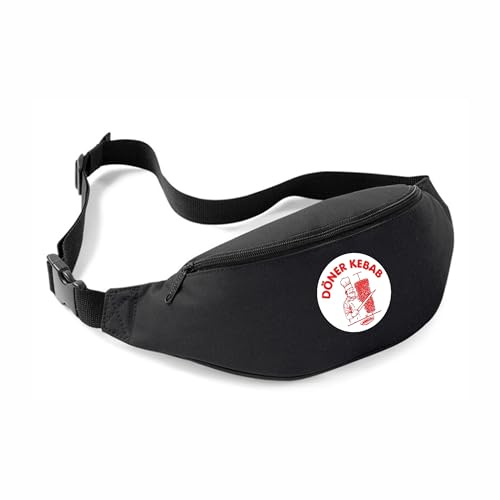 Döner Kebab Bauchtasche Gürteltasche lustiges Geschenk für Männer HipBag Tasche Beutel Reisetasche (Schwarz-Rot)