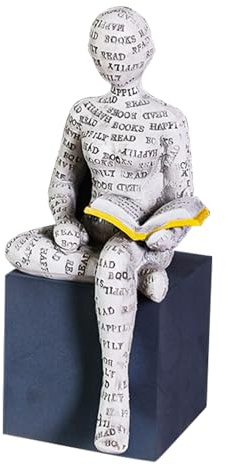 Buachois Lesende Frau Figur, Figur Deko für Regal, Kleine Lesende Frauen Geformte Skulptur Personalisiertes Handbemalte Lesen Bösewicht Desktop Bücher Regal Handwerk Statue (5)