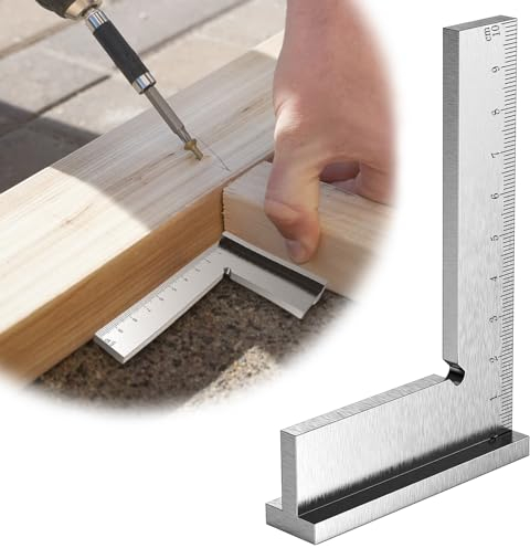 JOLIGAEA Schlosserwinkel mit Anschlag, 100 x 70mm Anschlagwinkel, immermannswinkel mit Skala für genaues Arbeiten im Metallbau und Werkstattbereich