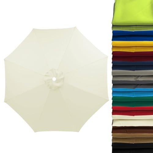 FBARTL 3.0m Sonnenschirm Ersatzbezug 6 Streben/8 Streben Terrassenschirm Bespannung Stoffbezug, Gartenschirm Ersatz-Überdachung, Für Ampelschirm, Hof, Garten, Strand, Pool(white,3m-8 Streben)