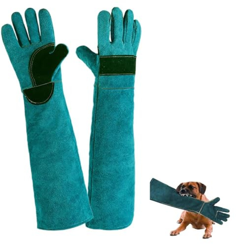 EORPAVU Gants et rouleaux de toilettage chien,Gants d'épilation, gants de protection anti-déchirure et anti-morsure en cuir de vache, peuvent apprendre aux animaux à se nourrir (45 cm)