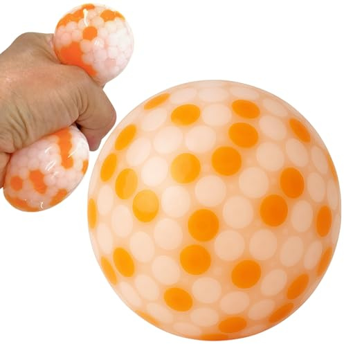 MIJOMA Antistress-Quetschball mit Perlenfüllung – Stressabbau & Muskeltraining, Spaßiges Kneten, Ideal für Büro & Reisen, 7cm (Weiß/Orange)
