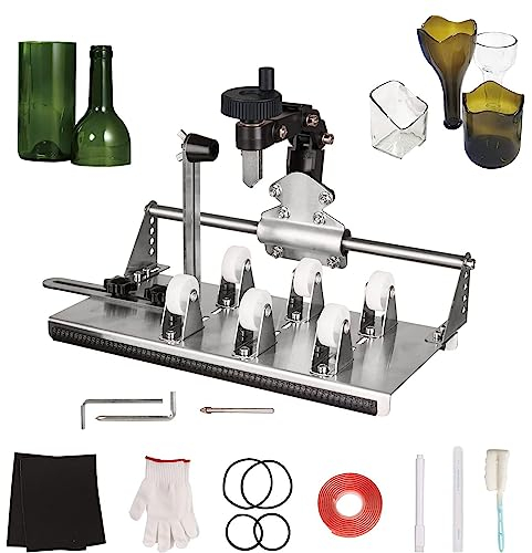 Buntglas-Set, verbesserter Glasflaschenschneider für alle Formen, multifunktionales DIY-Glasschneider-Set mit komplettem Zubehör, geeignet für Bier, Whisky, Wein, Champagner