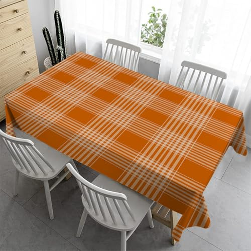 Klein Tischdecke 80x80 cm - Kariert Tischdecke Outdoor Abwaschbar Gartentischdecke Eckig Tischdecken Wasserabweisend Fleckschutz für Geburtstag Bierzeltgarnitur - Orange(A158)