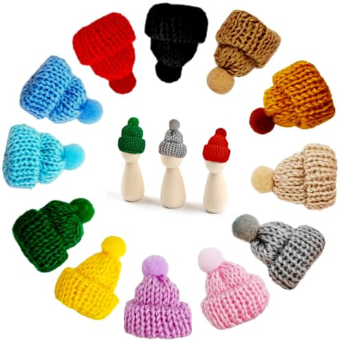 VOPIWOZ 60 Mini Weihnachtsmützen, Partyhüte für Kuscheltiere, 12 Colors Weihnachtsmütze Klein, Mützen Glückswürmchen, Nikolausmütze für Flaschen, DIY Kleine Mützen zum Basteln