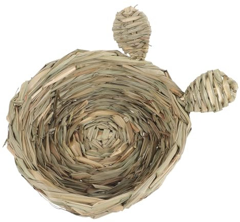BELLIFFY Handwoven Grass Chewable Nest Pet Cage Sleeping Pad Natural Wear-resistant Round Opening Resting Supplies for Guinea Pigs Hamsters and Chinchillas