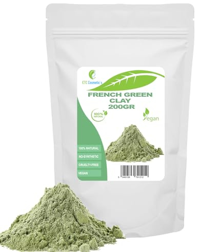 Fransk grön lera - 200 gr - Gör-det-själv-ansiktsmasker, kroppsmask, hårmask, mjuka peelingar och skrubbar, tvåltillverkning, anti-åldring och uppstramande av huden, naturligt och kemiskt fri