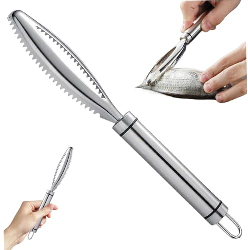 Dbvnnsy Fish Scale Remover, 8.5 Food Grade 304 Stainless Steel Fish Descaler Tool with Hanging Hole and 24 Serrated Nails Portable Fish Scales Brush Quick Easy Fish Scaling Fish Scraper