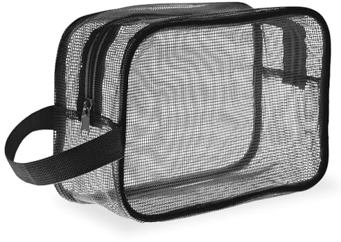 Mesh Shower Caddy Bag, Black Portable Rectangle Bathroom Travel Organizer Quick-Dry Mesh Bag for Gym Travel Camping College Dorm Room (Medium)