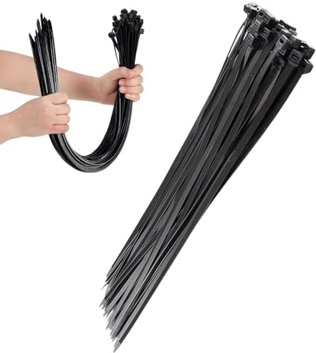 30 PCS Black Cable Ties Heavy Duty,Large Cable Ties for Both Indoor and Outdoor 26IN Long with 55 KGS Ultra Strong Tensile Strength, Large UV Resistant Extra Long Tie Wraps for Use