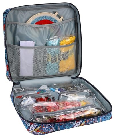 Stickrahmen-Aufbewahrung, Häkelnadel-Tasche, Bastelaufbewahrung, Nähbedarf-Tasche, 32 x 8 x 30 cm, quadratische Stickzubehör, Aufbewahrungstasche für Stickrahmen, Häkelnadeln