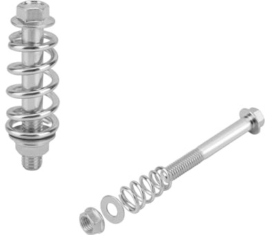 2pcs Kit de Boulons d'Échappement en Acier au Carbone - Argentés avec Ressorts, Écrous, Joints et Brides