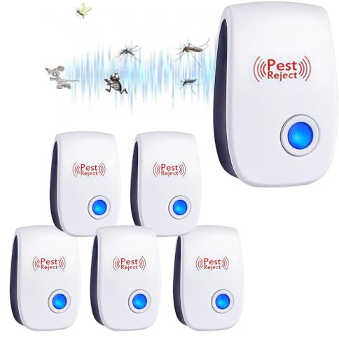 Aoreun Repelente Ultrasónico De Plagas, 6 Piezas Repelente Electrónico De Insectos para Interiores, Enchufe De Mosquitos Enchufable, Repelente De Control De Plagas para Mosquitos, Insectos, Arañas