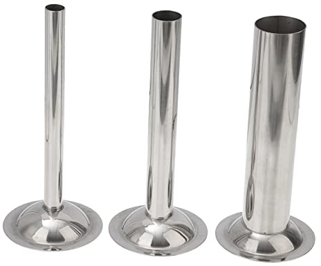 Size 8 Stainless Steel Sausage Stuffer Tubes Set for Meat Filling | 3Pcs Silver Set, Easy to Clean and Safe, for Ground Beef, Venison, Sausage Making