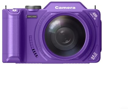 CNANRNANC Cámara digital con sensor de imágenes de 64 MP, zoom de 18x y pantalla abatible, soporta grabación de video 4K y WiFi para compartir contenido instantáneo (morado)
