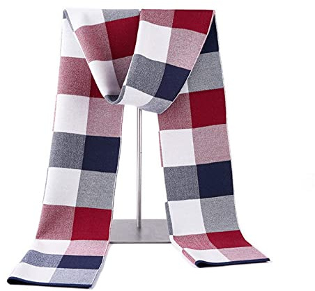 TLMDXTEU Herren Schals Winter Herrenschal Business Casual Plaid Baumwolle gemischt warm gestrickt(rot)
