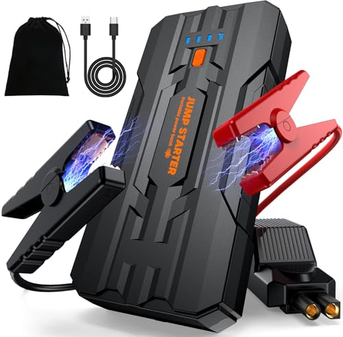 JDMCAR Jump Starter Power Pack - 5000A Portable Car Battery Booster Jump Starter for 12V Vehicles and Motorcycles,Car Accessories Power Bank with Jump leads and LED Light