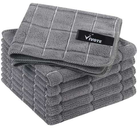 VIVOTE Microfaser Spüllappen, Wiederverwendbares Haushaltsreinigungstuch | küchenlappen, Mehrzweck-Reinigungstuch Geeignet für Küchen, Esszimmer, Wohnwagen, Hotels und mehr, 30 × 30 cm, Schwarz