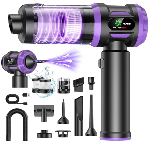 Aspirapolvere Senza Fili, 27000Pa 5 IN 1 Aspirapolvere per Auto Portatile con Batteria Ricaricabile 120 W Motore Brushless, 2 Filtri HEPA Lavabili Riutilizzabili per Casa Auto Ufficio Peli Domestici