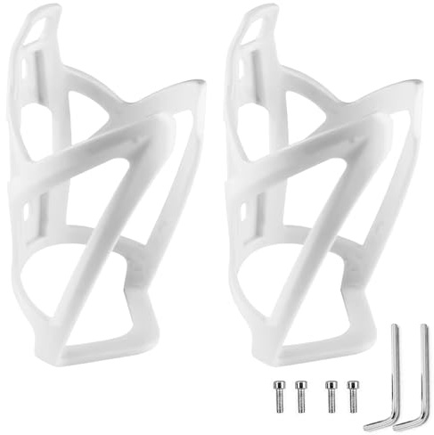 2 Pcs Bike Water Bottle Cages 35g Lightweight Bicycle Cup Holders Bike Bottle Holder with Screws Tool Bicycle Drinks Holder Set Cycling Kettle for MTB Road Bikes, Mountain and Kids Bikes (White)