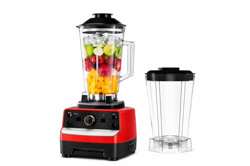 5500W Commercial Blender, 2L Capacity, Food Processor, Juicer, Mixer, Crusher and Grinder, Red