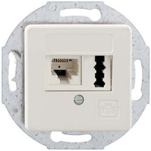 Rutenbeck 13311301 Steckdose, 1 x iae/UAE f+neutrale Zentralplatte, Polarweiß
