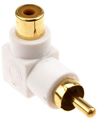 kenable Right Angled RCA Phono Adapter White Audio Plug to Socket Gold Plated