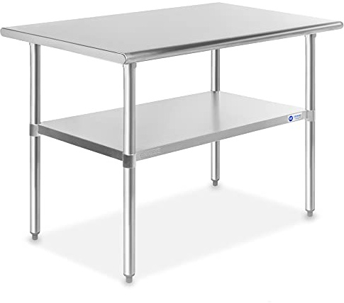 GRIDMANN Stainless Steel Work Table 48 x 30 Inches, NSF Commercial Kitchen Prep Table with Under Shelf for Restaurant and Home