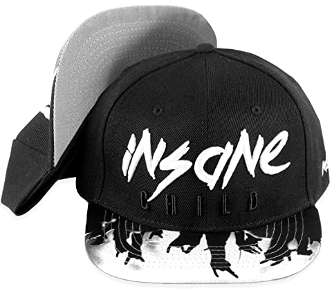 Nebelkind Snapback-Cap-Herren Damen Insane Child Schwarz-Weiss, Einheitsgröße OneSize, Größenverstellbar, Unisex, hochwertige Basecap trendig, Streetwear Style, Baseball-Kappe mit geradem Schirm