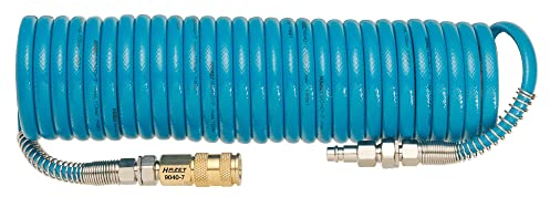HAZET Spiralschlauch 9040-7 I hochflexibler Polyurethan Schlauch mit 7,62 m Länge, 12,91 mm Luftanschlussgewinde und 10 bar Arbeitsdruck - passend für eine Reihe an verschiedenen Druckluftarbeiten