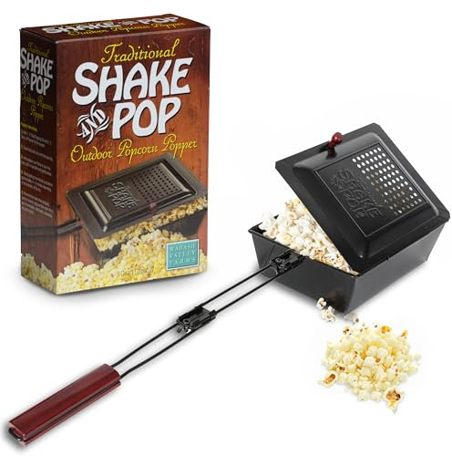 Wabash Valley Farms Whirley Pop Lagerfeuer Popcorn Popper - Traditioneller Shake and Pop, leichter Camping Popcorn Popper mit langem Griff, 3 Quarts.