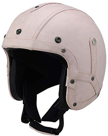 Woljay Leder Motorradbrillen Motorradhelm Motorrad Biker Cruiser Scooter Touring Helm (XXL, Rosa)