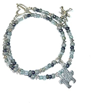 SSH-Design - Wickelarmband - STERNCHEN - grau, anthrazit & silber -