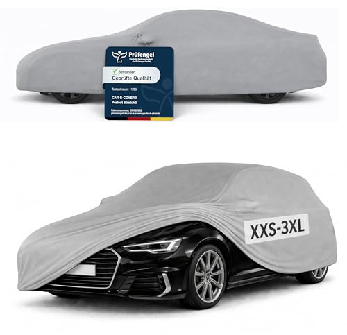 Car-e-Cover Autoabdeckung Indoor Stretch - Car Cover Vollgarage Gr. XXXL | Elastisches 180 g/m² Jersey, atmungsaktiv & lackschonend, konturgenau, Staubschutz für Garage & Halle, 3 Farben, 8 Größen