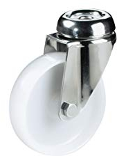 Polyamid Edelstahl Apparaterollen ø 75mm Rückenlochbohrung, rostfrei, Polyamidrad, Gleitlagerung, Lenkrolle, Edelstahl, VA, VA2, Inox