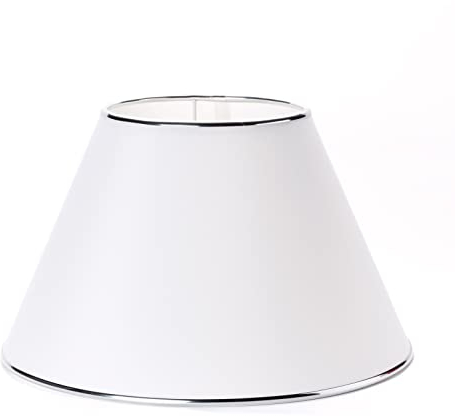 Lampenschirm Textilschirm weiß Stehlampe konischer Stoffschirm mit Metallrand Chrom
