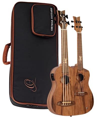 HYDRA-BSTE Ortega Custom Built Series Double Neck Tenor Acoustic-Electric Ukulele & Uke-Bass w/Bag