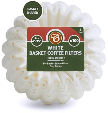 EDESIA ESPRESS - 100 filtres à café en papier - forme corbeille - 45/155mm - compatible avec Kalita Wave KWF-155