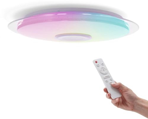 ONSSI Plafon LED de Techo 36W Ø570mm RGB+CCT Lámpara Regulable Con Altavoz Bluetooth Para Música Lámpara Led de Techo Con Mando a Distancia Cambio de Color