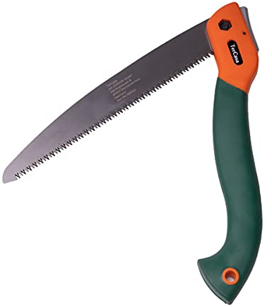 TerCasa® Sega Pieghevole da Giardino con Chiusura di Sicurezza, Lunghezza Lama 23 cm, Lama in Acciaio Inox, per lavori di ramificazione e Cura degli Alberi
