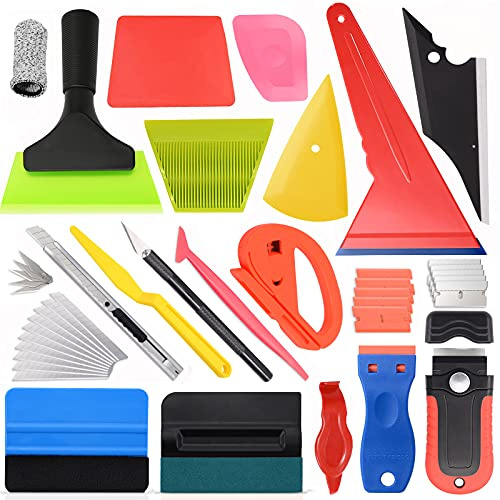 Vehicle Tint Squeegee PPF Tools Car Wrap Kit Corner Shank Scraper Window Water Wiper Knife Blade Cutter Car Paint Protective Film Wrapping Kit Window Tint Tools PPF Installation Kit