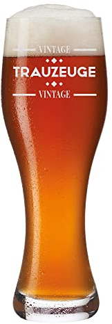polar-effekt Leonardo Weizenbierglas 500 ml mit Wunschmotiv - große Motivauswahl - Hefeweizenglas für Weißbier, Pils - Geschenkidee für Trauzeugen - Hochzeit, Heirat - Motiv Trauzeuge