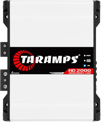 Taramps HD 2000 2 Ohms 1 Channel 2000 Watts RMS MAX Full Range Car Audio, Monoblock, LED Monitor Indicator, Class D Amplifier, Crossover, White 2k amp