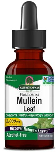 Nature's Answer, Mullein Leaf Extract (Extracto de Hoja de Gordolobo), 2.000mg, 30ml, Sin Alcohol, Probado en Laboratorio, Sin Gluten, Sin Soja, Vegetariano