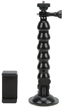 GOWENIC Flexibler Schwanenhals-Ständer, Schwanenhals-Autohalterung mit Weichem Gummi-Saugnapf, Flexibler Arm, 360-Grad-Halterung, Klemmhalterung für Action-Kamera und Telefon
