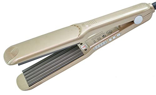 Hair Crimper Crimping Iron Professional 1.5 inch Plate Crimper Hair Tool Corrugation Curler Titanium Flat Iron Adjustable Temperature Corn Perm Corrugated Curler Gold