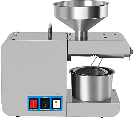 LMEIL Kitchen Oil Press Machine, 800W Oil Press Machine Commercial Hot and Cold Oil Presser, Multifunctional Stainless Steel Oil Press, 304 Stainless Steel, Peanut Sunflower Walnut Beans Sesame Seeds